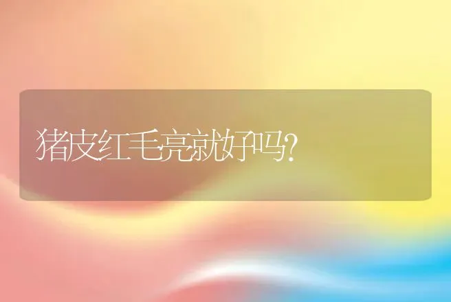 猪皮红毛亮就好吗？ | 动物养殖