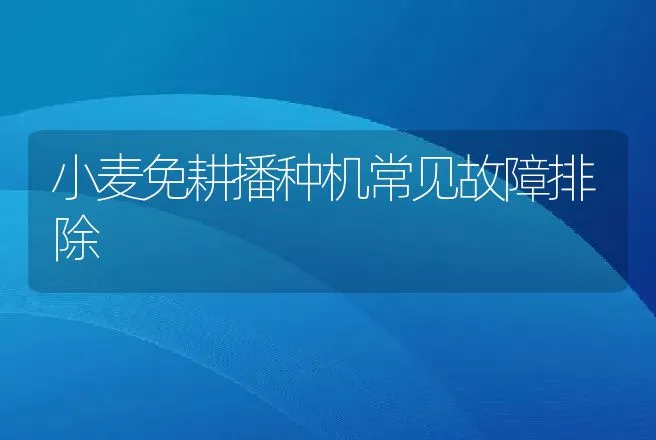 小麦免耕播种机常见故障排除 | 养殖