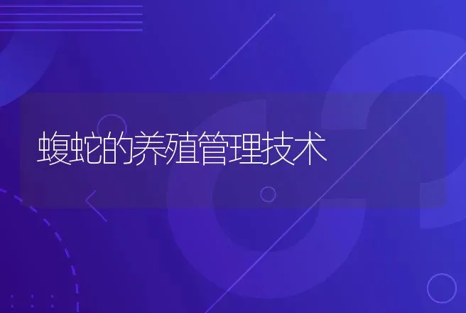 蝮蛇的养殖管理技术 | 动物养殖