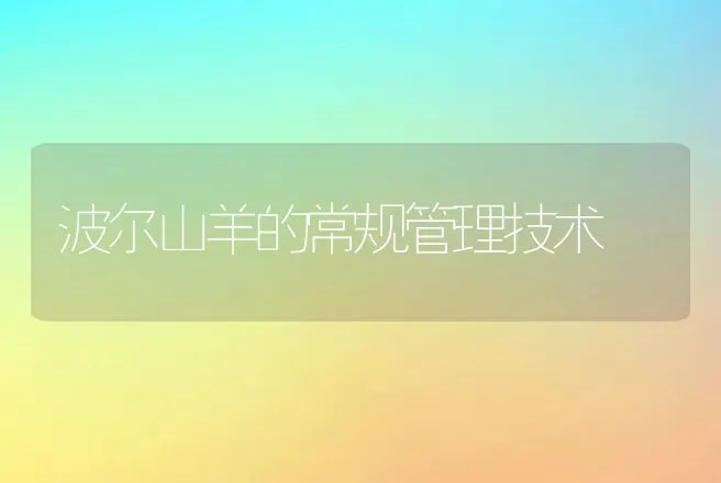 波尔山羊的常规管理技术 | 动物养殖