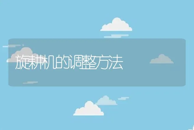 旋耕机的调整方法 | 养殖