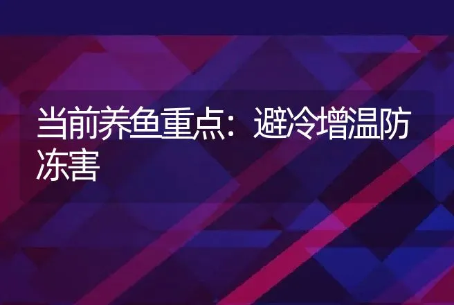 当前养鱼重点：避冷增温防冻害 | 动物养殖