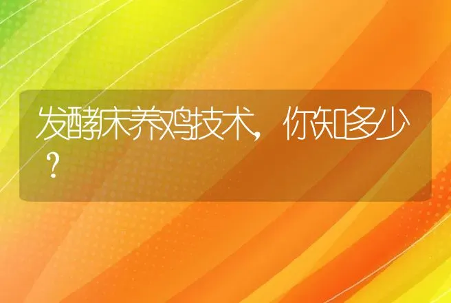 发酵床养鸡技术，你知多少？ | 家禽养殖