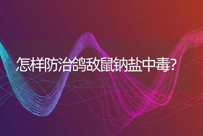 怎样防治鸽敌鼠钠盐中毒？ | 动物养殖