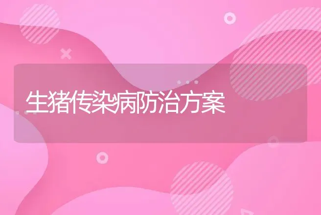 生猪传染病防治方案 | 动物养殖