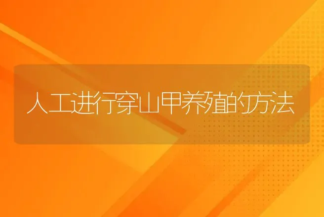 人工进行穿山甲养殖的方法 | 动物养殖