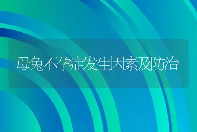 母兔不孕症发生因素及防治 | 动物养殖