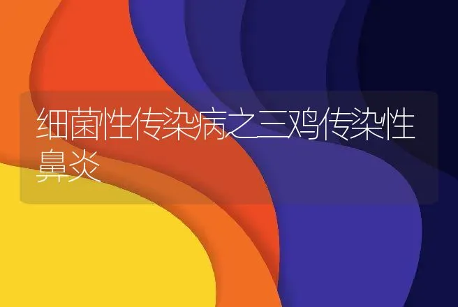 细菌性传染病之三鸡传染性鼻炎 | 动物养殖