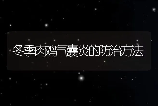 冬季肉鸡气囊炎的防治方法 | 兽医知识大全