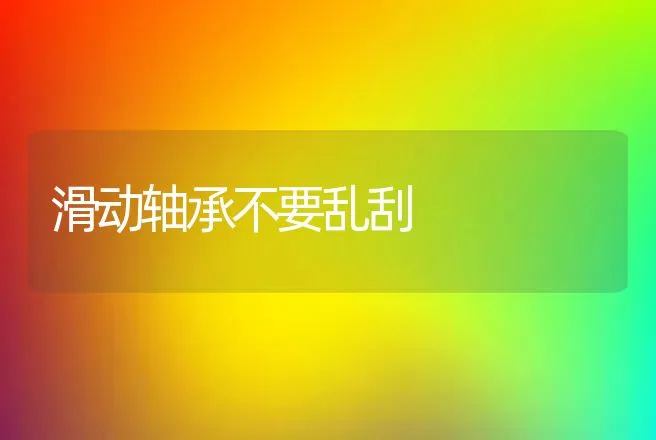 滑动轴承不要乱刮 | 养殖