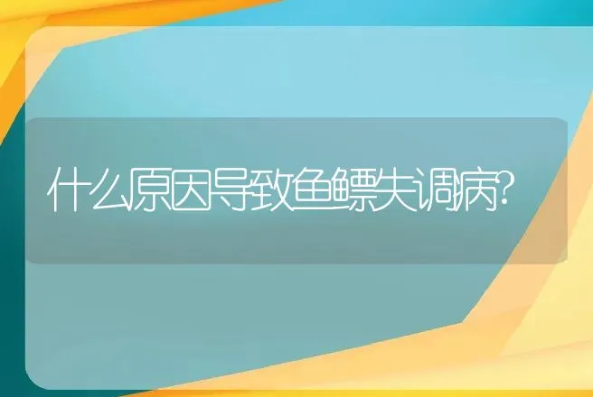 什么原因导致鱼鳔失调病? | 水产知识