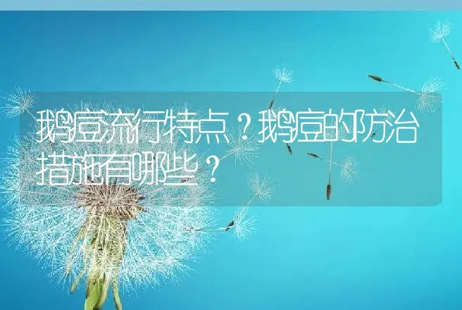 鹅痘流行特点？鹅痘的防治措施有哪些？ | 兽医知识大全