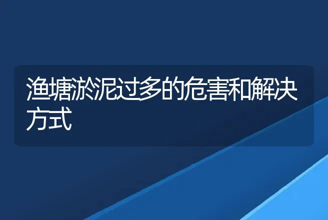 渔塘淤泥过多的危害和解决方式 | 动物养殖