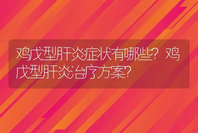 鸡戊型肝炎症状有哪些？鸡戊型肝炎治疗方案？ | 兽医知识大全