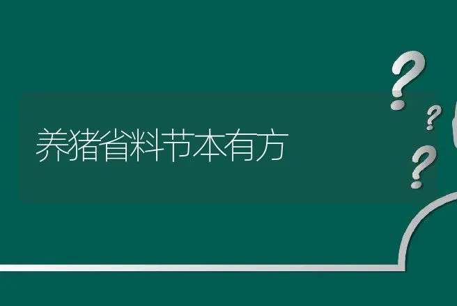 养猪省料节本有方 | 动物养殖