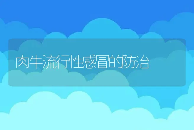 肉牛流行性感冒的防治 | 动物养殖