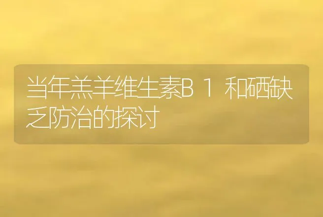 当年羔羊维生素B1和硒缺乏防治的探讨 | 动物养殖