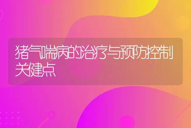 猪气喘病的治疗与预防控制关健点 | 动物养殖