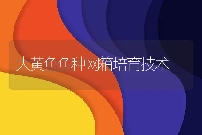 大黄鱼鱼种网箱培育技术 | 动物养殖