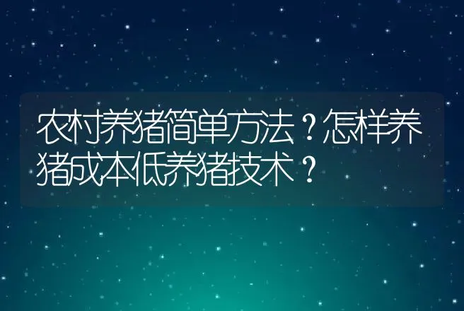 农村养猪简单方法？怎样养猪成本低养猪技术？ | 家畜养殖