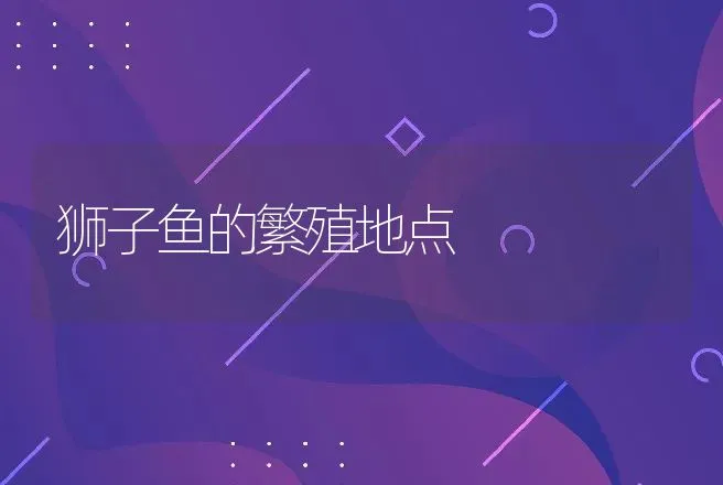 狮子鱼的繁殖地点 | 动物养殖