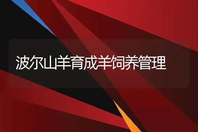 波尔山羊育成羊饲养管理 | 动物养殖