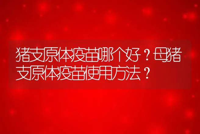 猪支原体疫苗哪个好？母猪支原体疫苗使用方法？ | 兽医知识大全