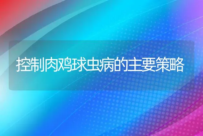 控制肉鸡球虫病的主要策略 | 动物养殖