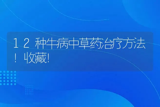 12种牛病中草药治疗方法！收藏！ | 兽医知识大全