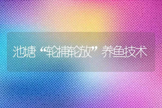 池塘“轮捕轮放”养鱼技术 | 渔业捕捞