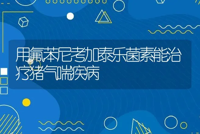 用氟苯尼考加泰乐菌素能治疗猪气喘疾病 | 兽医知识大全