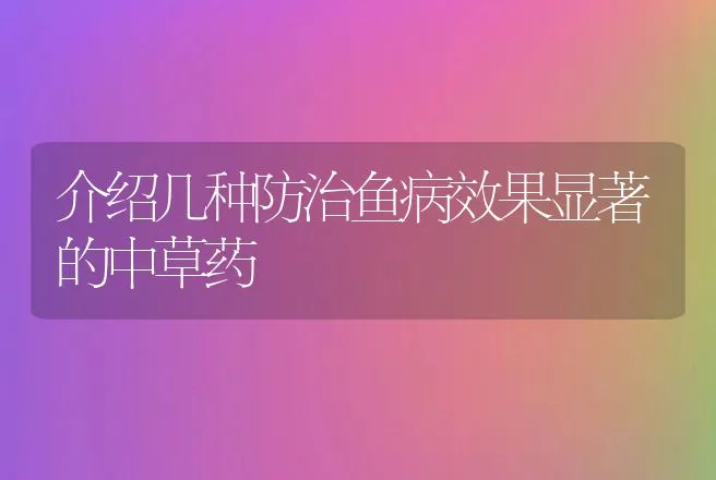 介绍几种防治鱼病效果显著的中草药 | 动物养殖