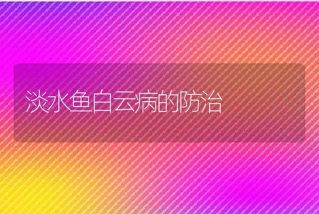 淡水鱼白云病的防治 | 动物养殖