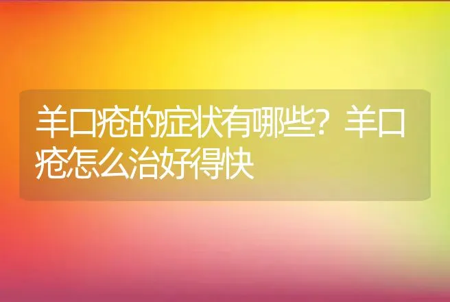 羊口疮的症状有哪些？羊口疮怎么治好得快 | 兽医知识大全