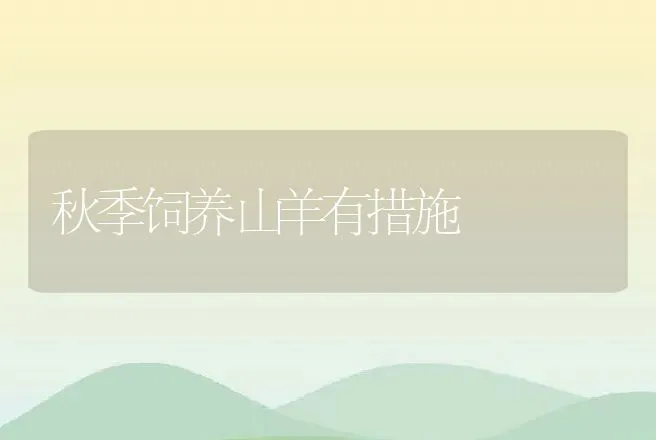 秋季饲养山羊有措施 | 动物养殖