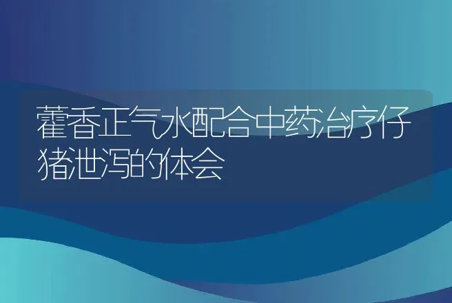 藿香正气水配合中药治疗仔猪泄泻的体会 | 动物养殖