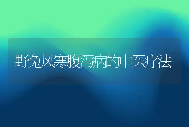 野兔风寒腹泻病的中医疗法 | 动物养殖