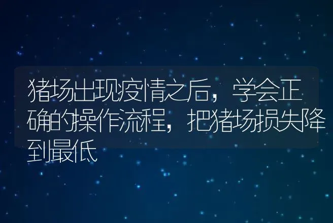 猪场出现疫情之后，学会正确的操作流程，把猪场损失降到最低 | 家畜养殖