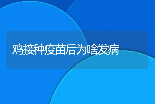 鸡接种疫苗后为啥发病 | 动物养殖