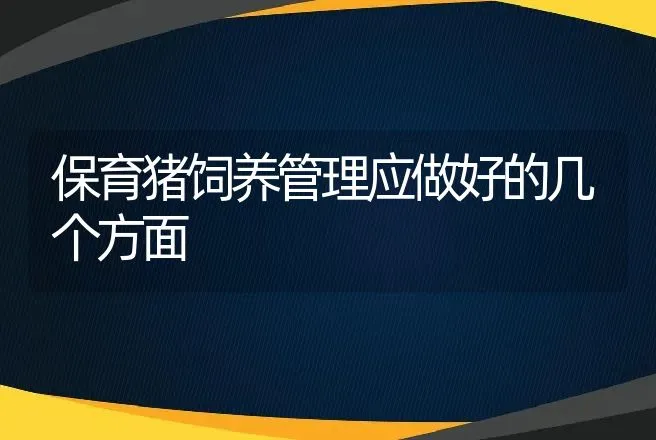 保育猪饲养管理应做好的几个方面 | 家畜养殖