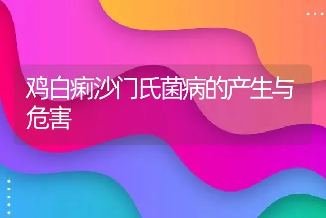 鸡白痢沙门氏菌病的产生与危害 | 兽医知识大全