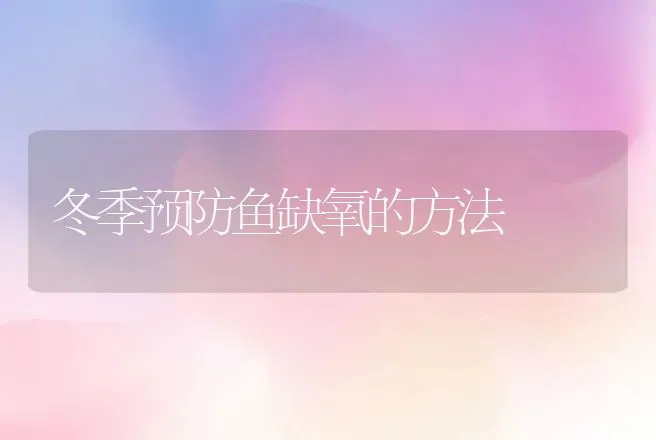 冬季预防鱼缺氧的方法 | 动物养殖