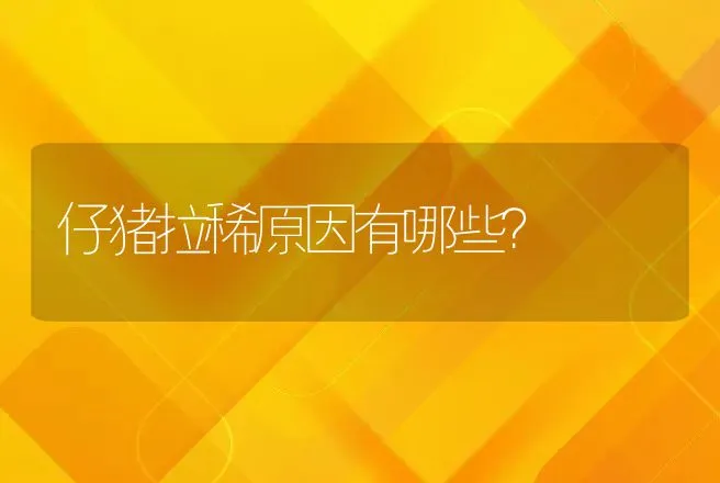 仔猪拉稀原因有哪些？ | 兽医知识大全