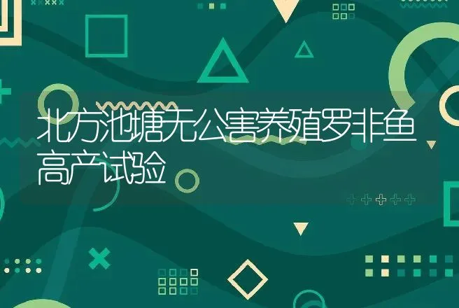 北方池塘无公害养殖罗非鱼高产试验 | 动物养殖