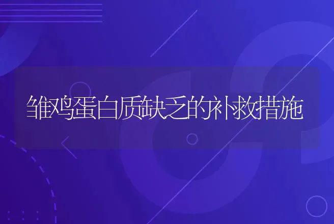 雏鸡蛋白质缺乏的补救措施 | 动物养殖