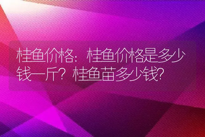 桂鱼价格：桂鱼价格是多少钱一斤？桂鱼苗多少钱？ | 动物养殖