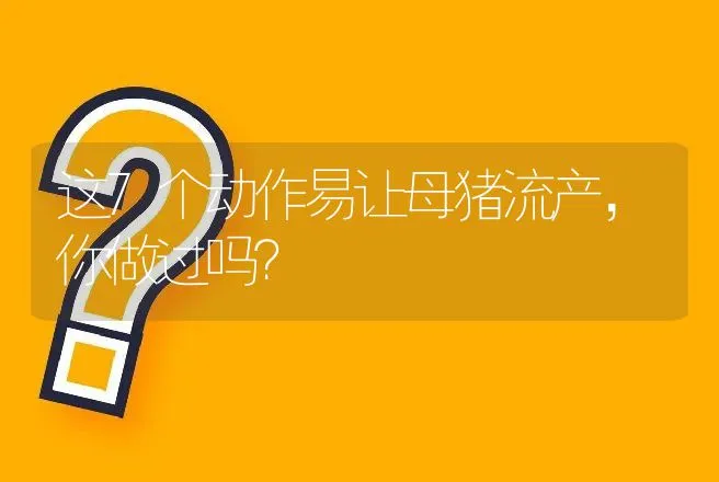 这7个动作易让母猪流产，你做过吗？ | 家畜养殖