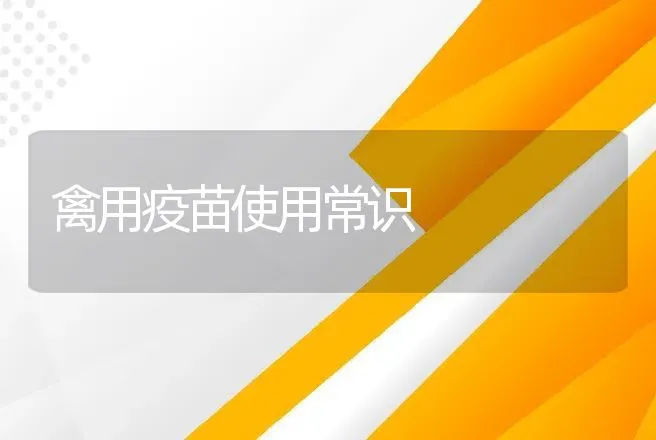 禽用疫苗使用常识 | 兽医知识大全