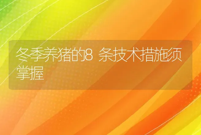 冬季养猪的8条技术措施须掌握 | 动物养殖