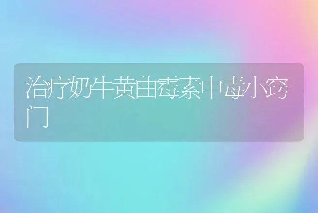 治疗奶牛黄曲霉素中毒小窍门 | 家畜养殖